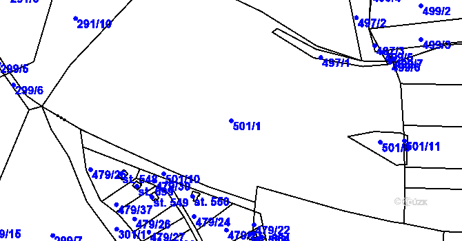 Parcela st. 501/1 v KÚ Milín, Katastrální mapa