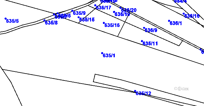Parcela st. 635/1 v KÚ Milín, Katastrální mapa