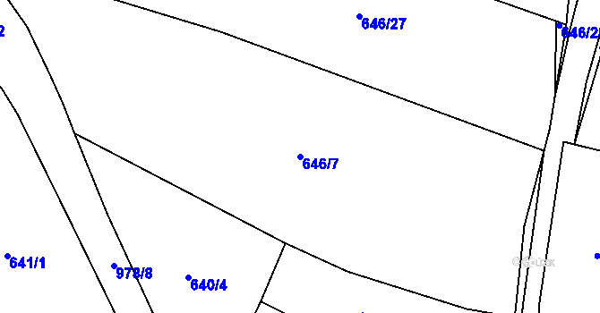 Parcela st. 646/7 v KÚ Milín, Katastrální mapa