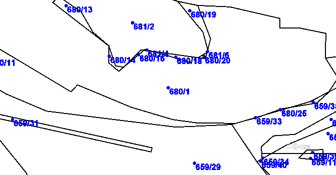 Parcela st. 680/1 v KÚ Milín, Katastrální mapa