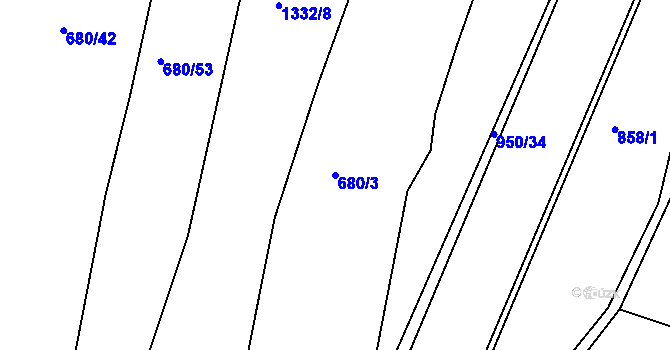 Parcela st. 680/3 v KÚ Milín, Katastrální mapa