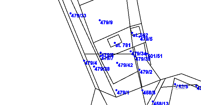 Parcela st. 479/6 v KÚ Milín, Katastrální mapa
