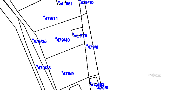 Parcela st. 479/8 v KÚ Milín, Katastrální mapa