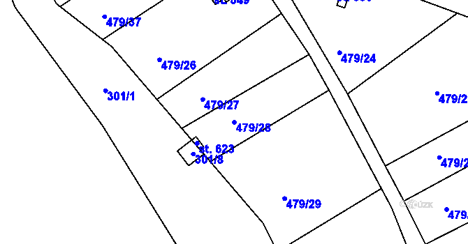 Parcela st. 479/28 v KÚ Milín, Katastrální mapa
