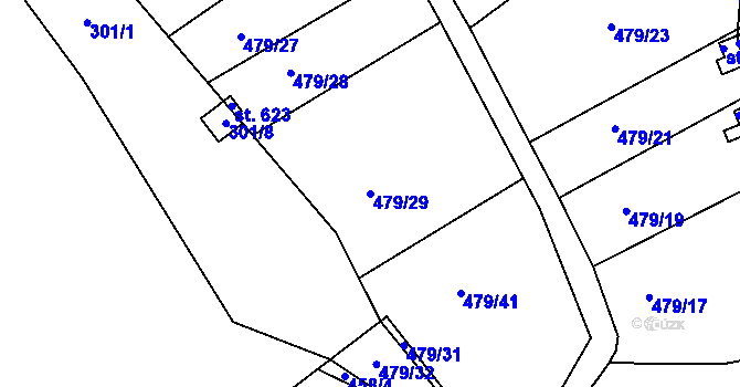Parcela st. 479/29 v KÚ Milín, Katastrální mapa