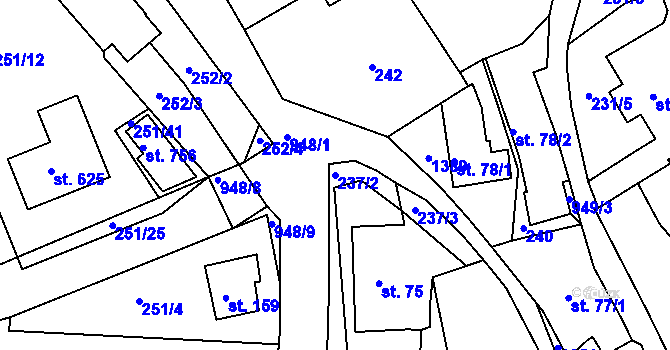 Parcela st. 237/2 v KÚ Milín, Katastrální mapa