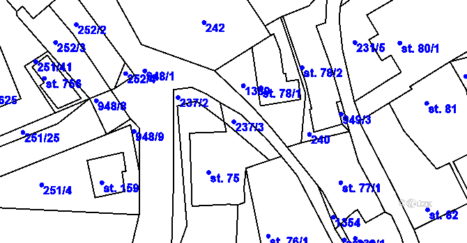 Parcela st. 237/3 v KÚ Milín, Katastrální mapa