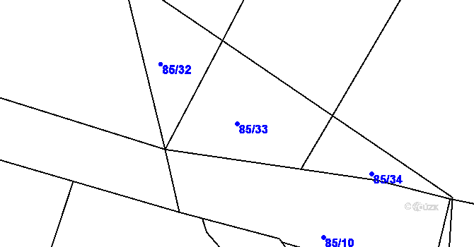 Parcela st. 85/33 v KÚ Milín, Katastrální mapa