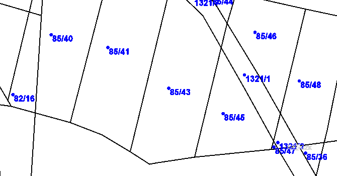 Parcela st. 85/43 v KÚ Milín, Katastrální mapa