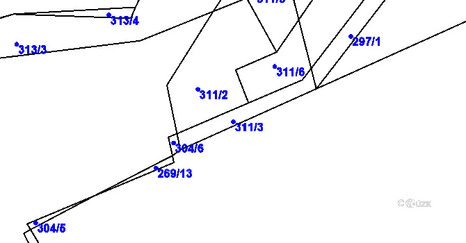 Parcela st. 311/3 v KÚ Milín, Katastrální mapa