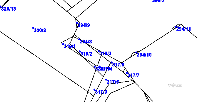Parcela st. 319/3 v KÚ Milín, Katastrální mapa