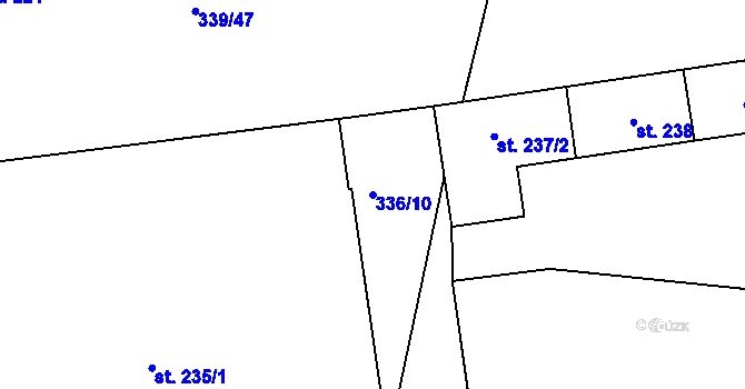 Parcela st. 336/10 v KÚ Milín, Katastrální mapa