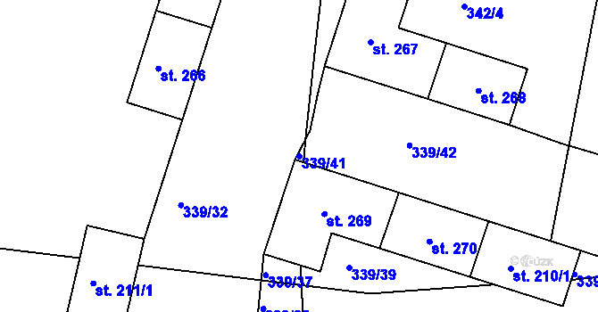Parcela st. 339/41 v KÚ Milín, Katastrální mapa