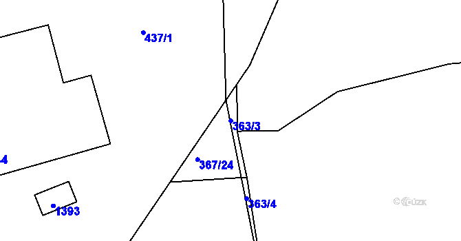 Parcela st. 363/3 v KÚ Milín, Katastrální mapa