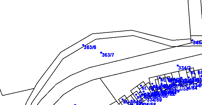 Parcela st. 363/7 v KÚ Milín, Katastrální mapa