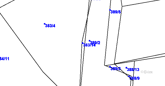 Parcela st. 383/14 v KÚ Milín, Katastrální mapa