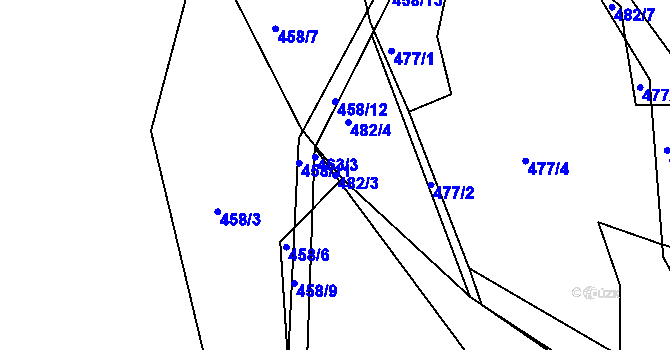 Parcela st. 482/3 v KÚ Milín, Katastrální mapa