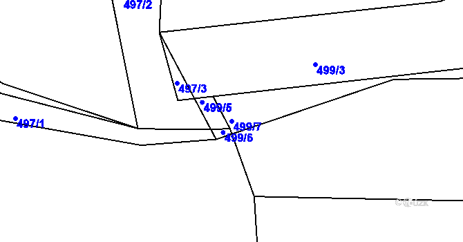 Parcela st. 499/7 v KÚ Milín, Katastrální mapa