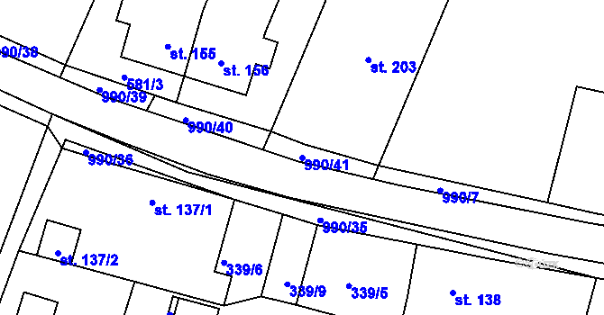 Parcela st. 990/41 v KÚ Milín, Katastrální mapa