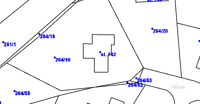 Parcela st. 742 v KÚ Milín, Katastrální mapa