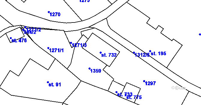 Parcela st. 732 v KÚ Milín, Katastrální mapa