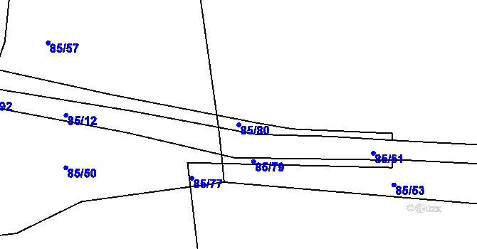 Parcela st. 85/80 v KÚ Milín, Katastrální mapa