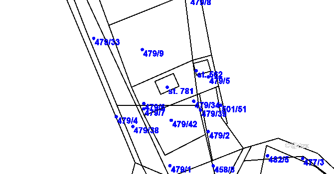 Parcela st. 781 v KÚ Milín, Katastrální mapa