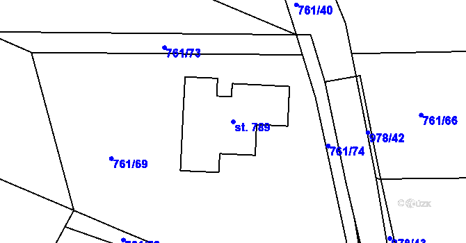 Parcela st. 789 v KÚ Milín, Katastrální mapa