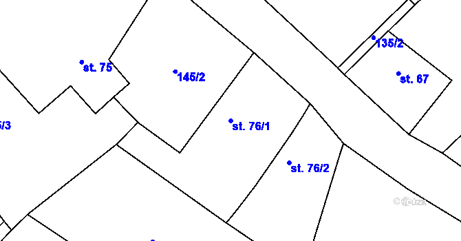 Parcela st. 76/1 v KÚ Bačalky, Katastrální mapa