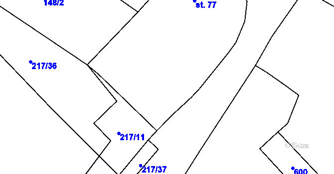 Parcela st. 77 v KÚ Bačalky, Katastrální mapa