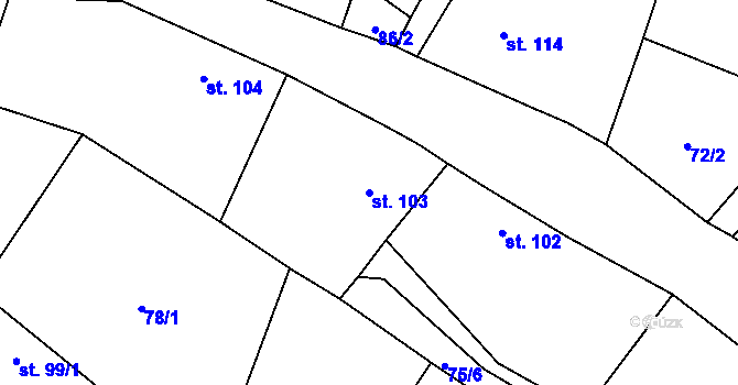 Parcela st. 103 v KÚ Bačalky, Katastrální mapa