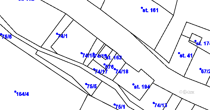 Parcela st. 162 v KÚ Bačalky, Katastrální mapa
