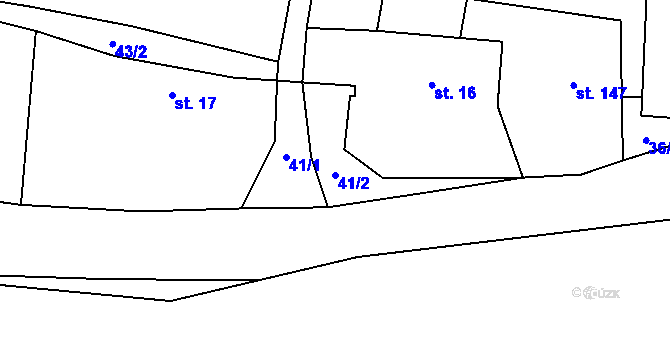 Parcela st. 41/2 v KÚ Bačalky, Katastrální mapa