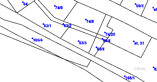 Parcela st. 63/3 v KÚ Bačalky, Katastrální mapa