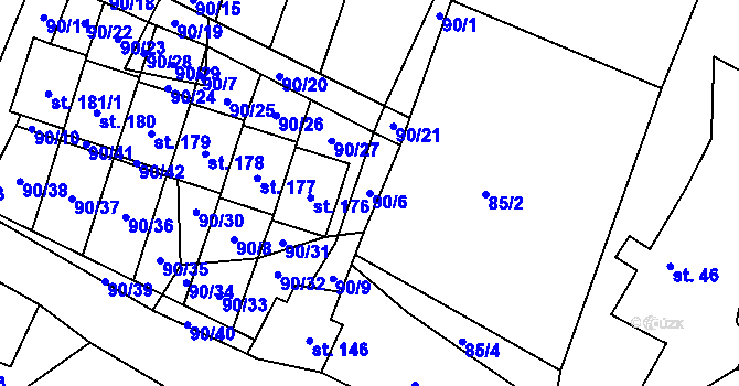 Parcela st. 90/6 v KÚ Bačalky, Katastrální mapa