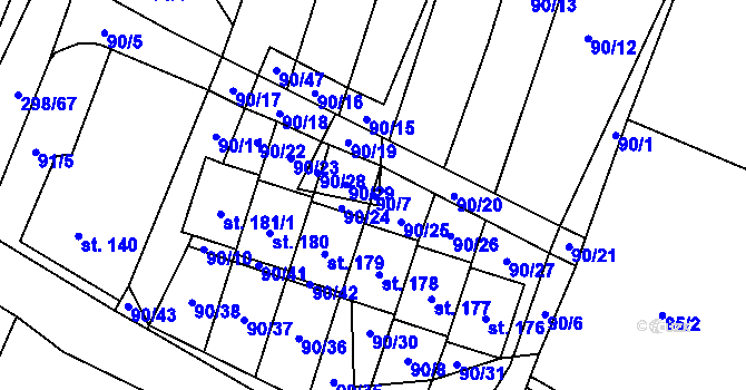 Parcela st. 90/7 v KÚ Bačalky, Katastrální mapa