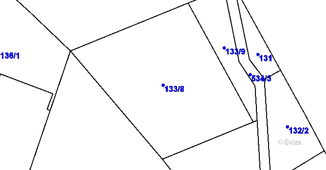 Parcela st. 133/8 v KÚ Bačalky, Katastrální mapa