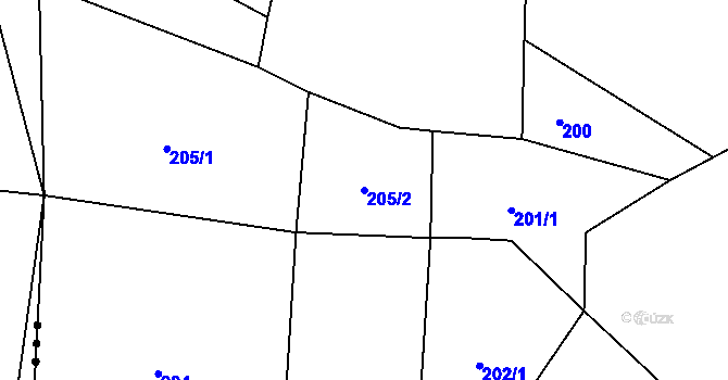 Parcela st. 205/2 v KÚ Bačalky, Katastrální mapa