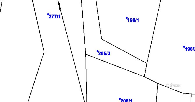 Parcela st. 205/3 v KÚ Bačalky, Katastrální mapa