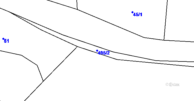 Parcela st. 495/2 v KÚ Bačalky, Katastrální mapa