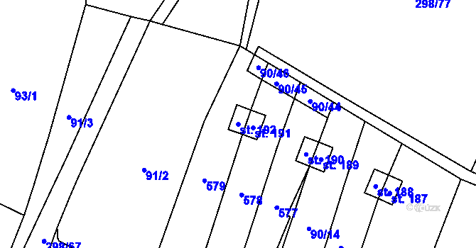 Parcela st. 192 v KÚ Bačalky, Katastrální mapa