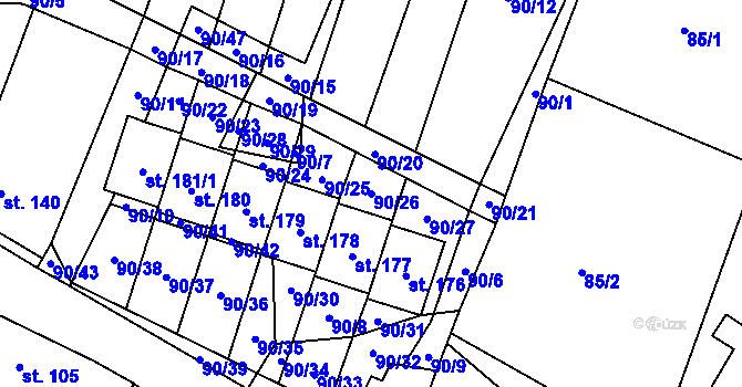 Parcela st. 90/26 v KÚ Bačalky, Katastrální mapa