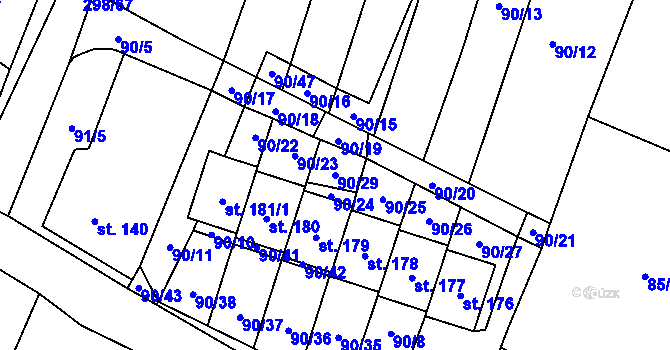 Parcela st. 90/29 v KÚ Bačalky, Katastrální mapa
