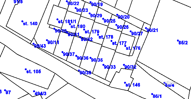 Parcela st. 90/30 v KÚ Bačalky, Katastrální mapa