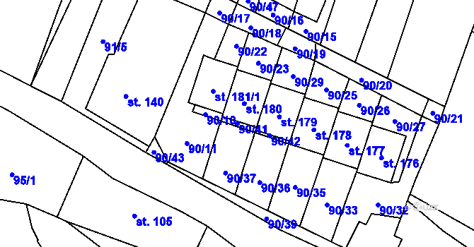 Parcela st. 90/41 v KÚ Bačalky, Katastrální mapa