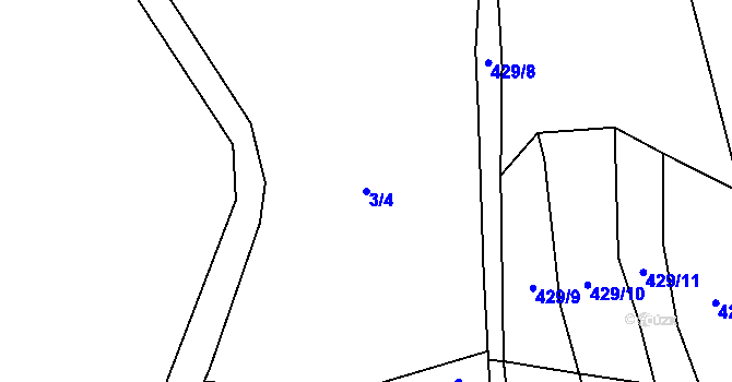Parcela st. 3/4 v KÚ Bačalky, Katastrální mapa