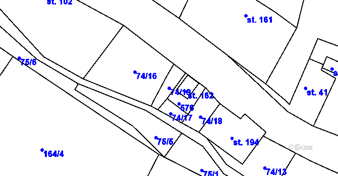 Parcela st. 74/19 v KÚ Bačalky, Katastrální mapa