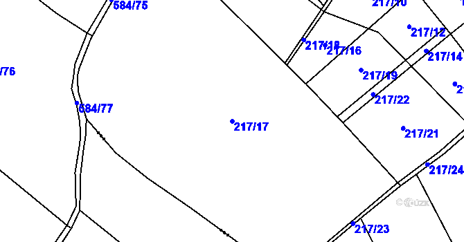 Parcela st. 217/17 v KÚ Bačalky, Katastrální mapa