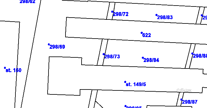 Parcela st. 298/73 v KÚ Bačalky, Katastrální mapa