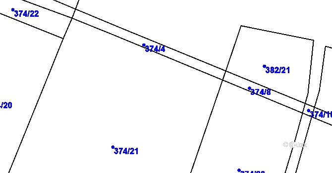 Parcela st. 374/25 v KÚ Bačalky, Katastrální mapa